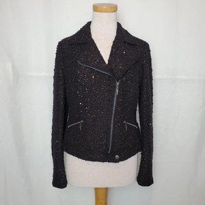 INC Black and Gold Motorcycle Jacket Size Medium